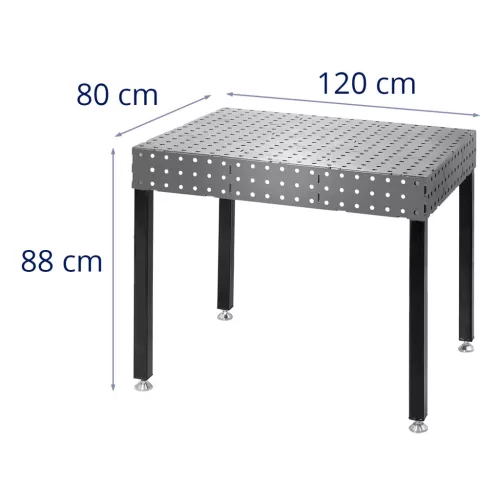 Hegesztő asztal peremmel - 1000 kg - 120 x 80 cm (Átmérő: 1.6 cm)