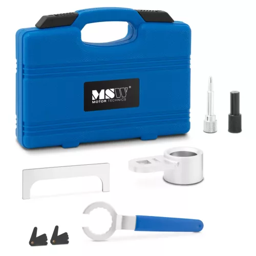 Vezérműszíj szerszám / vezérműtengely beállító - 7 részes - univerzális VW LT / Crafter / Transporter dízelmotorokhoz (Súly: 1.55 kg)