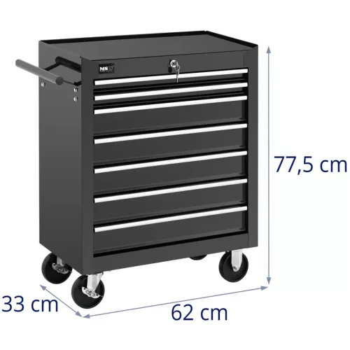 Szerszámos kocsi - 7 fiók - max. 60 kg - zárható (Fiók-futók teherbírása max.: 15 kg)