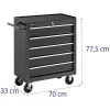 Szerszámos kocsi - 5 fiók - max. 50 kg - zárható (Fiók-futók teherbírása max.: 15 kg)