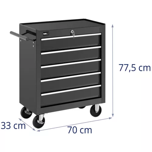 Szerszámos kocsi - 5 fiók - max. 50 kg - zárható (Fiók-futók teherbírása max.: 15 kg)