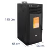 Pelletkályha - 14.3 kW - 50–325 m³ - 5 szint - időzítő (Égési idő [h]: 10 - 20)