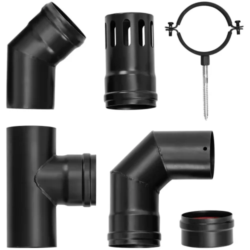 Pellet kályha füstcső készlet - Ø 80 mm - szénacél - komplett megoldás (Átmérő: 8 cm)