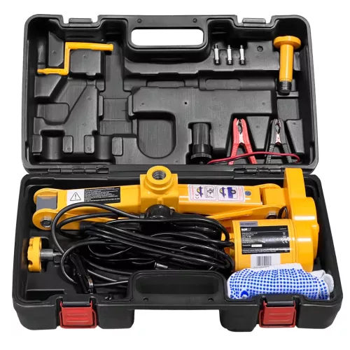Elektromos autó emelő - 12 V - 3 t - kerékcsere készlet - ollós emelő (Tápkábel: 3.5 m)