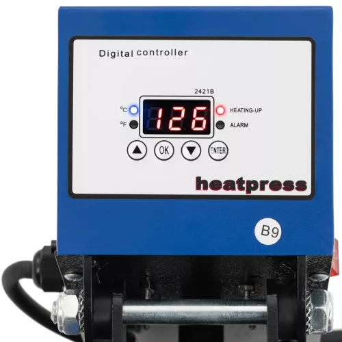 Hőprés - 38 x 38 cm - akár 250 °C-ig - LCD kijelző - időzítő (Tápkábel: 1.2 m)