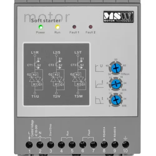 Lágyindító - 400 V / 100 - 240 V - 1,5 kW - 3 A (Maximális teljesítmény: 1.5 kW)
