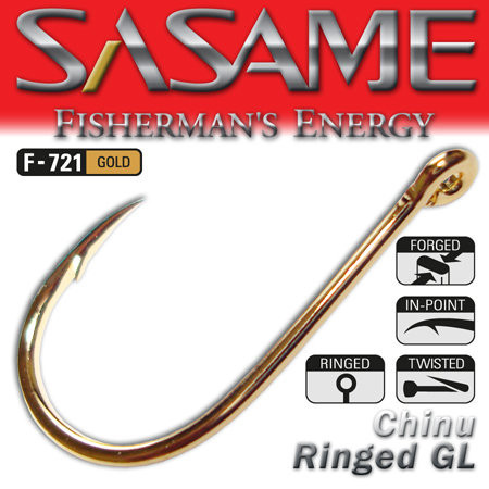 SASAME Chinu Ringed füles pontyozó horog - Gold - 6