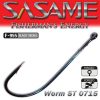 SASAME Worm ST füles rablóhalas horog - Black Nickel - 2/0