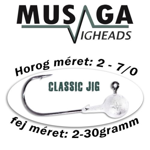 Musaga Classic Jig horog fejjel - 1/0 - (5db/csomag) - 8,5gr