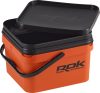 ROK 10 literes Szögletes Csalis vödör + betét + tető szett - Square Bait Bucket + Basin Black set - Zöld