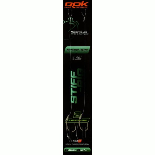 ROK STIFF RIG Curve Shank - 2db/csomag - előkötött horog - 2 - 0,40mm