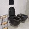CeraStyle CITY fali WC - MATT FEKETE - BEÉPÍTETT bidé funkcióval - perem nélküli - mély öblítés