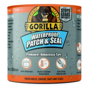   Gorilla WATERPROOF PATCH & SEAL TAPE CLEAR átlátszó 2,4 m x 100mm Vízálló Foltozó/Tömítő Ragasztószalag 