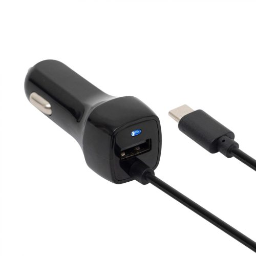 SAL SAU 24C autós USB töltő 2in1, 2 készülék, USB, USB-C, 2,4 A összesen